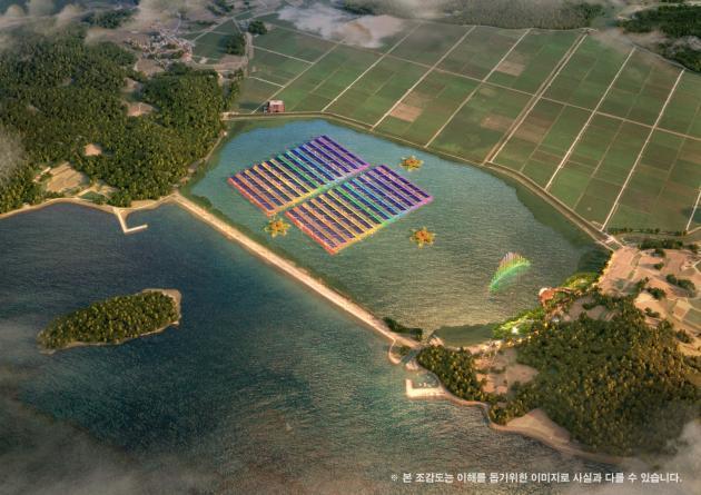 전남 진도군 보전호에 설치될 예정인 40MW 규모의 수상 태양광발전소 조감도