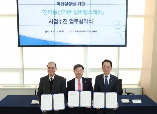지멘스가 한전KDN, 오송첨단의료산업진흥재단과 실버 헬스케어 서비스를 개발하기 위해 업무협약을 체결했다.