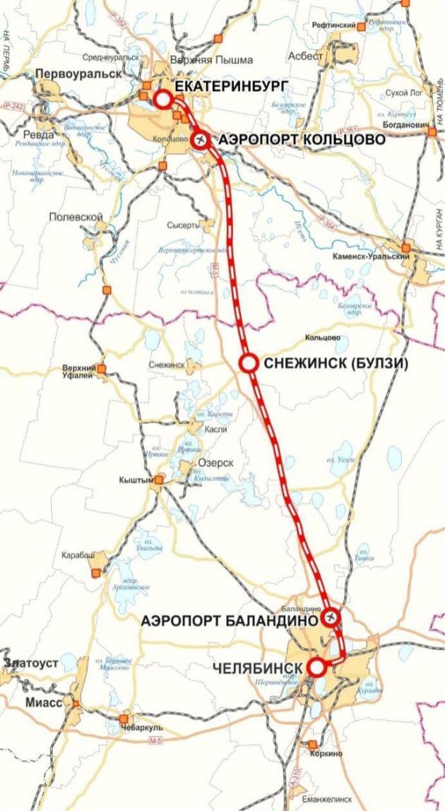 철도시설공단이 예비타당성 조사를 수행할 러시아 우랄 고속철도 노선도.