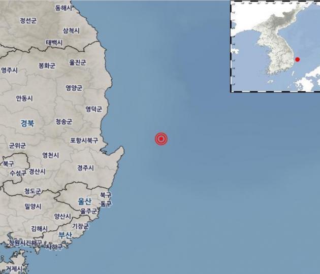 10일 지진이 발생한 위치. 경북 포항시 북구 동북동쪽으로 50㎞ 떨어진 지점이다. 