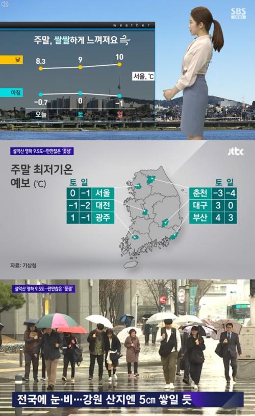 주말 날씨 내일 날씨 내일부터 꽃샘 추위 (사진: SBS / JTBC)

