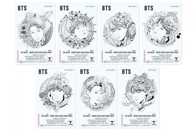 티머니가 ‘BTS 일러스트 투명 티머니 카드’ 7종을 출시한다.