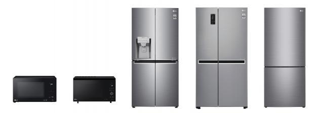LG전자는 자사 주방가전이 호주 유력 소비자잡지 초이스의 소비자평가 1위를 차지했따고 28일 밝혔다. 사진은 이번 평가에서 1위를 차지한 (왼쪽부터)전자레인지, 슬림 광파오븐, 프렌치도어 냉장고, 양문형 냉장고, 상냉장ㆍ하냉동 냉장고.