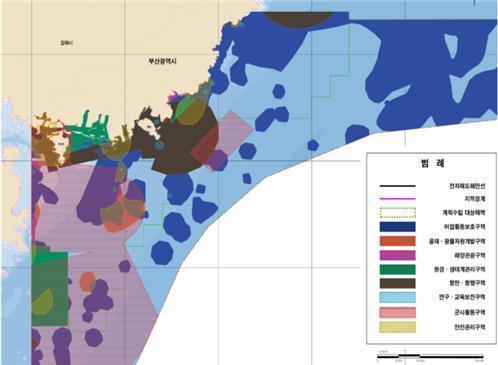 해양수산부가 공개한 부산해역 해양용도구역.