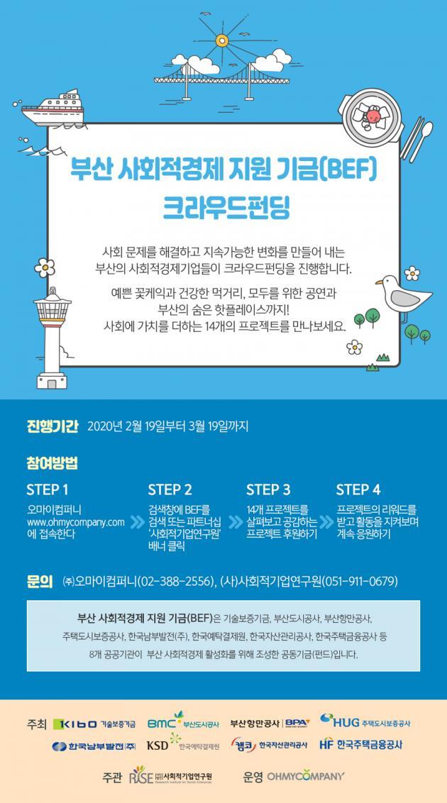 한국남부발전이 공개한‘부산 사회적경제 지원기금(BEF)’ 크라우드 펀딩 홍보포스터.