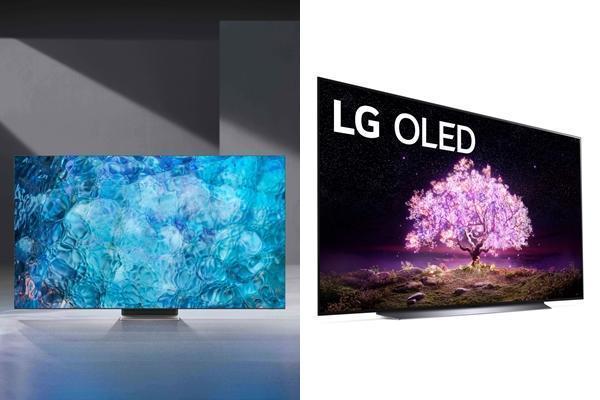CES 2021 어워드 휩쓴 삼성전자의 ‘네오 QLED’(왼쪽)와 LG전자의 LG 올레드 TV. 