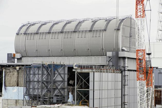 지난달 28일 사용후 핵연료봉 반출 작업이 완료된 후쿠시마 제1원전 3호기 건물. 제공:연합뉴스