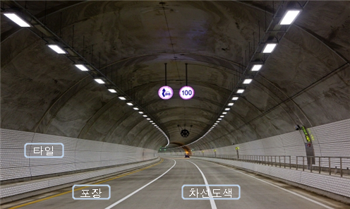 하자담보기간에 대해 분쟁이 발생했던 터널의 모습. 터널 구조물과 바닥 포장, 차선도색 및 타일의 보증 기간은 각각 다르다.
