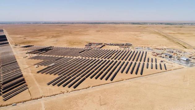 JA솔라가 참여한 우즈베키스탄 나보이 태양광발전소 전경.