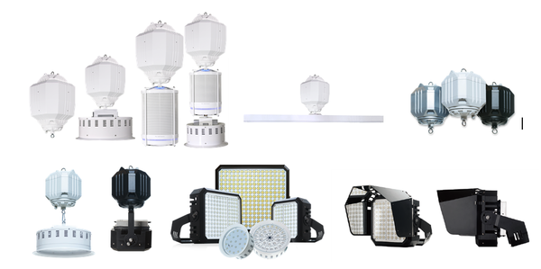 성진하이텍의 융복합자동승강조명장치와 일반 LED투광등 제품(제공=성진하이텍)