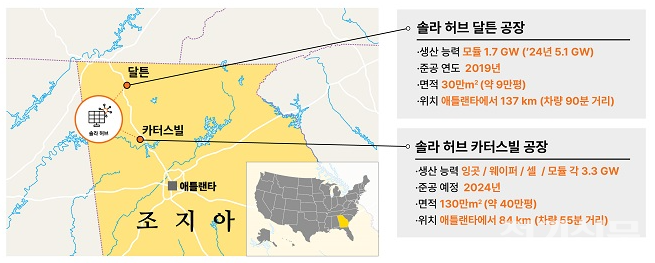미국이 구축 중인 솔라 허브 위치도. /제공=한화솔루션