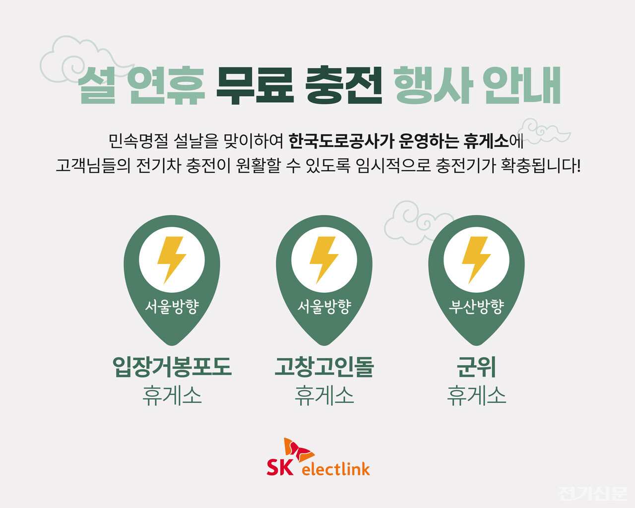 SK일렉링크 설 연휴 무료 충전 행사 안내 (제공=SK일렉링크)