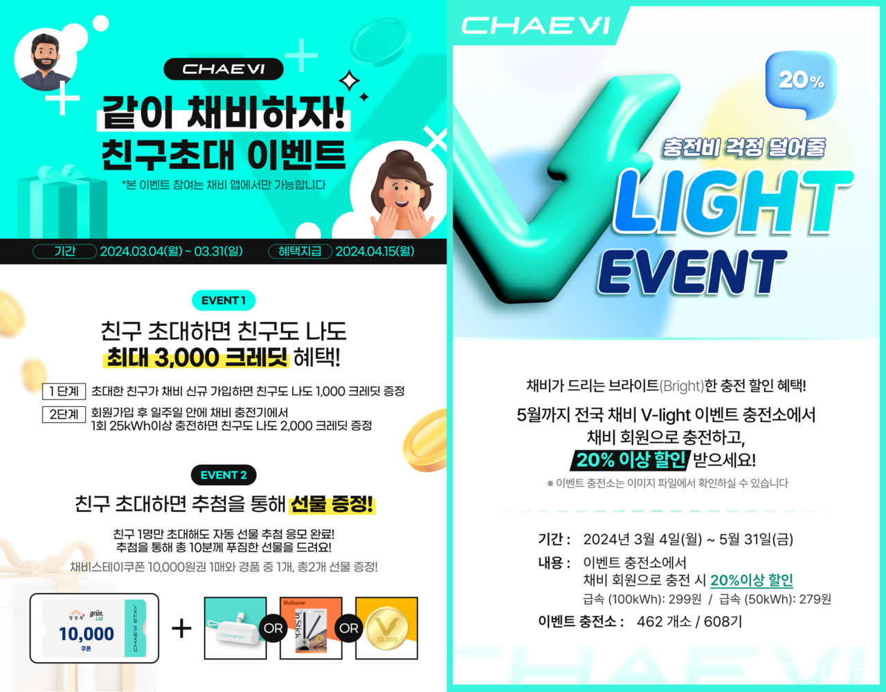 채비가 3월 한 달간 요금 할인 및 크레딧 증정 이벤트를 진행한다.  [사진=채비]