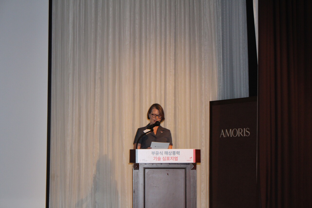 안네 카리 한센 오빈드(Anne Kari Hansen Ovind) 주한 노르웨이 대사가 축사를 하고 있다. [사진=안상민 기자]