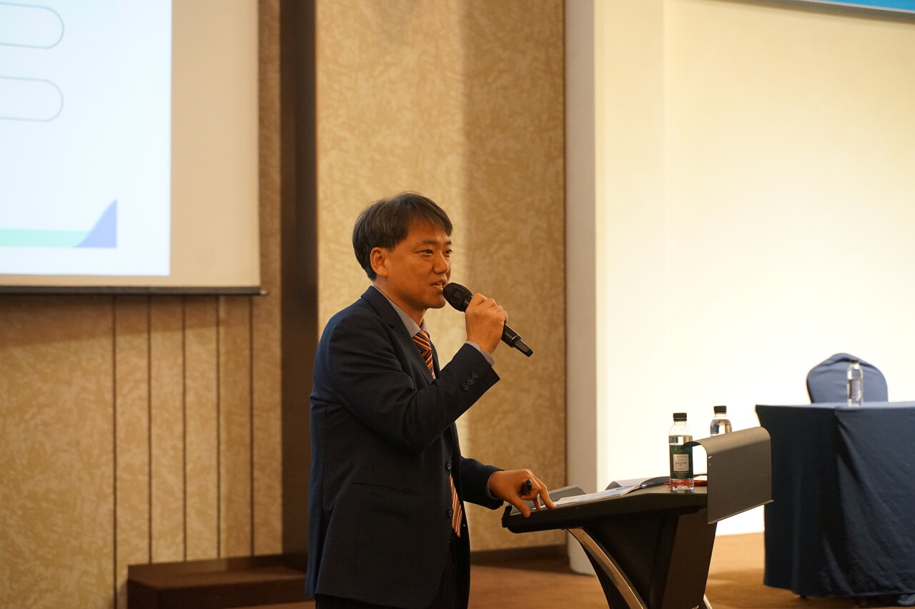 백길남 한국에너지공단 팀장이 2025년 풍력 고정가격계약 입찰 제도에 대해 설명하고 있다. [사진=안상민 기자]