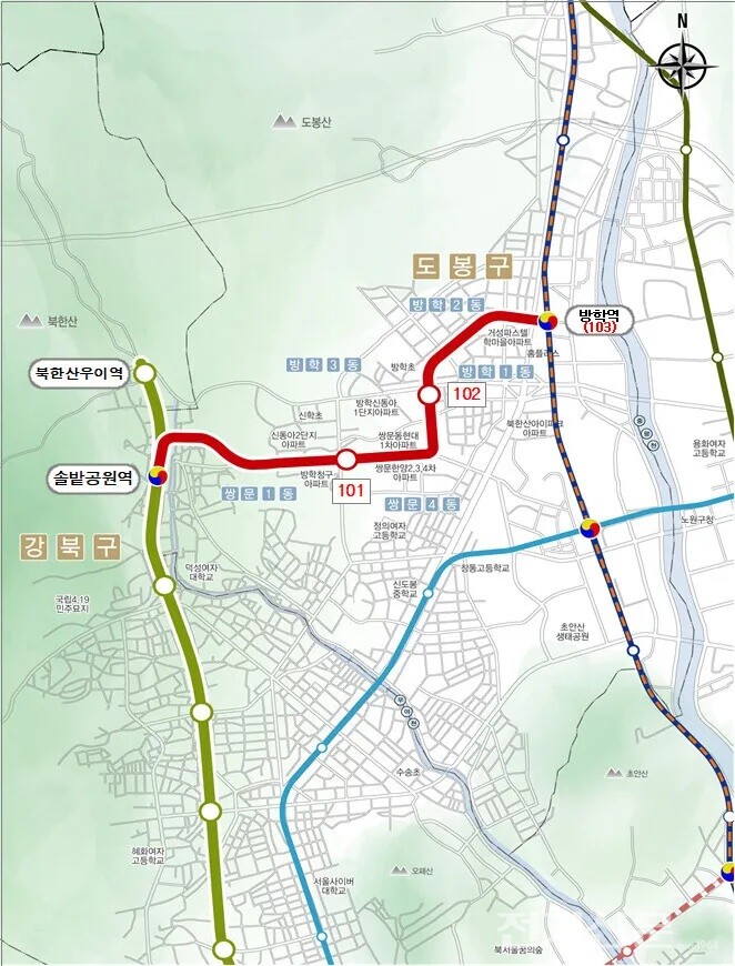 우이신설 연장선 노선도. [사진=서울시]