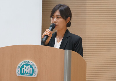 배지영 민주연구원 정책연구원 부실장이 전남풍력산업협회와 국립목포대학교가 20일 국립목포대학교 남악캠퍼스에서 개최한 ‘전남풍력산업협회 해상풍력 기술 포럼’에서 발표하고 있다. [사진=안상민 기자] 